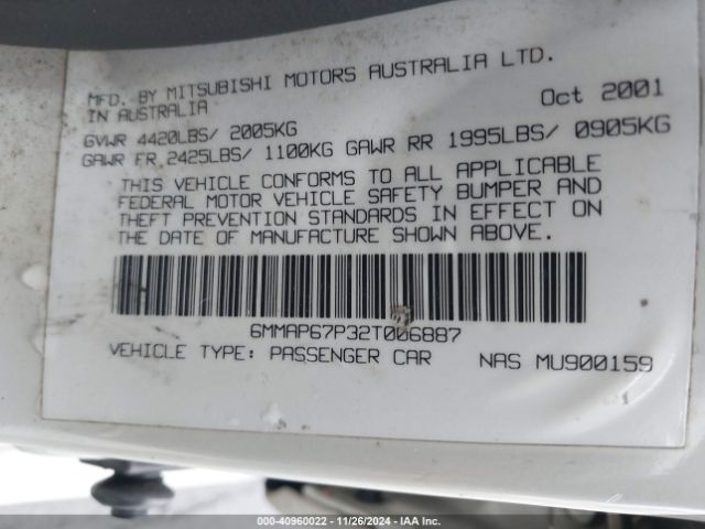 2002 MITSUBISHI DIAMANTE 6MMAP67P32T006887 Photo 8