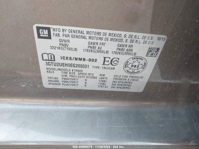 3GTU2UEH0EG269331 GMC Sierra 1500 Sle
