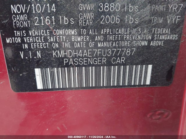 Hyundai Elantra Se (ulsan Plant) 2015 KMHDH4AE7FU377787 Image 9