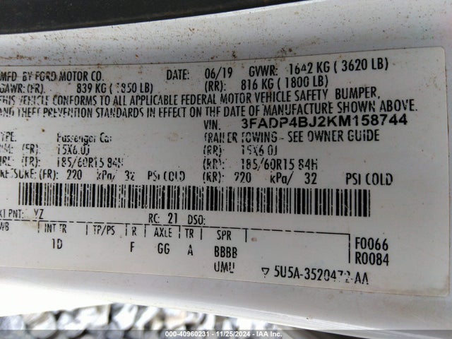 Ford FIESTA SE 2019 3FADP4BJ2KM158744 Image 9