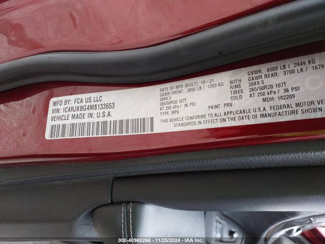 1C4RJKBG4M8133653 Jeep Grand Cherokee L Limited 4x4