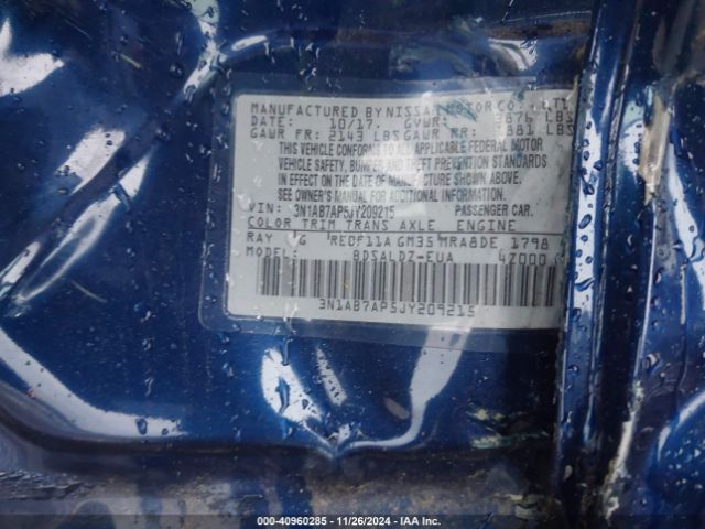 3N1AB7AP5JY209215 Nissan SENTRA SV