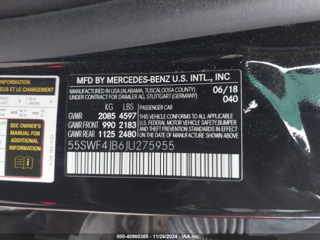 55SWF4JB6JU275955 Mercedes-Benz C 300