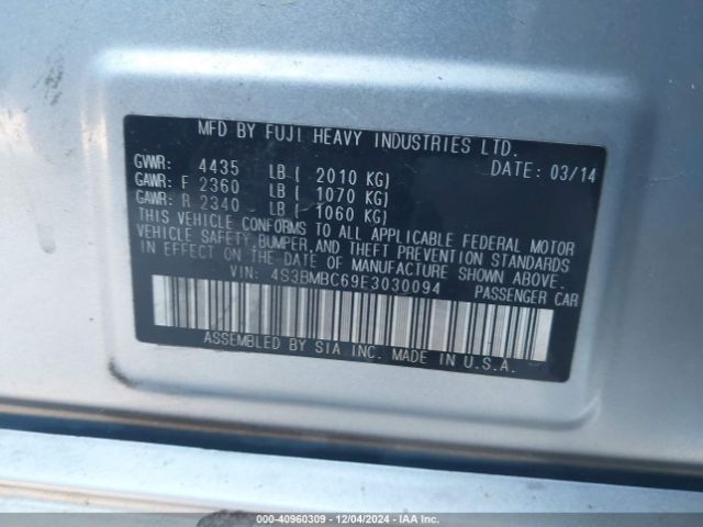 4S3BMBC69E3030094 Subaru Legacy 2.5i Premium
