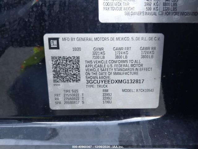 3GCUYEEDXMG132817 Chevrolet Silverado 1500 4wd  Short Bed Rst
