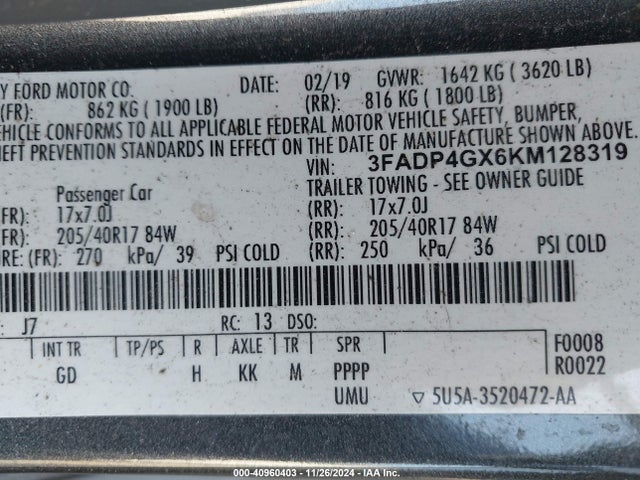 Ford FIESTA ST 2019 3FADP4GX6KM128319 Image 9