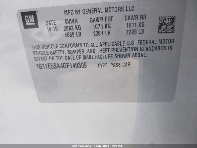 1G11E5SA4GF149309 Chevrolet Malibu Limited Ltz