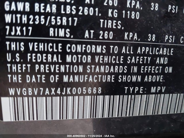 WVGBV7AX4JK005668 Volkswagen Tiguan Limited 2.0t