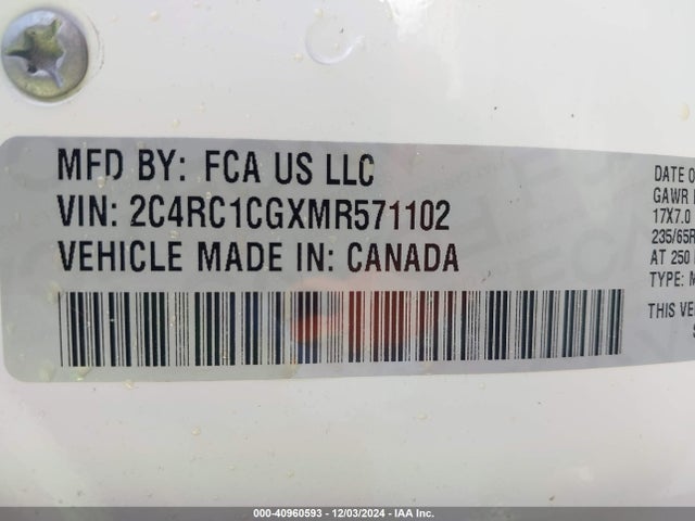 2C4RC1CGXMR571102 Chrysler Voyager Lx
