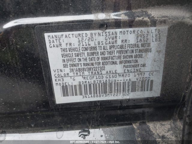 3N1AB8BV3MY227302 Nissan Sentra S Xtronic Cvt