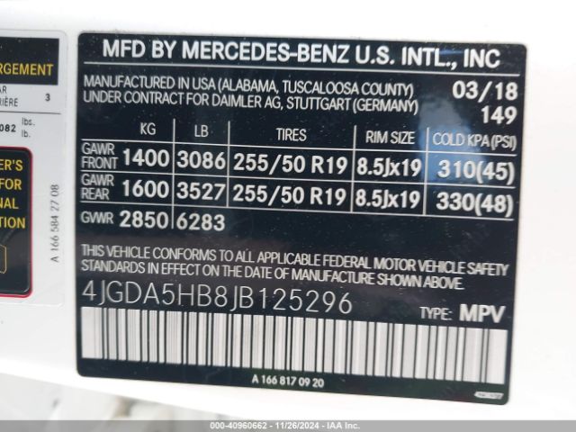 4JGDA5HB8JB125296 Mercedes-Benz Gle 350 4matic