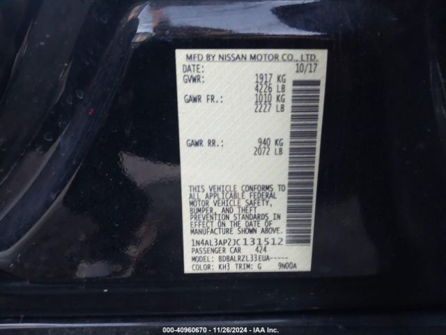 1N4AL3AP2JC131512 Nissan Altima 2.5 Sl