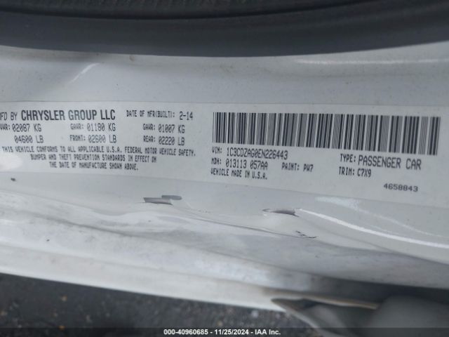 1C3CDZAG0EN226443 Dodge AVENGER SE