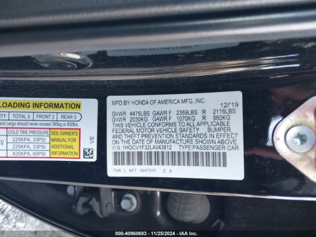 1HGCV1F32LA043812 Honda Accord Sport