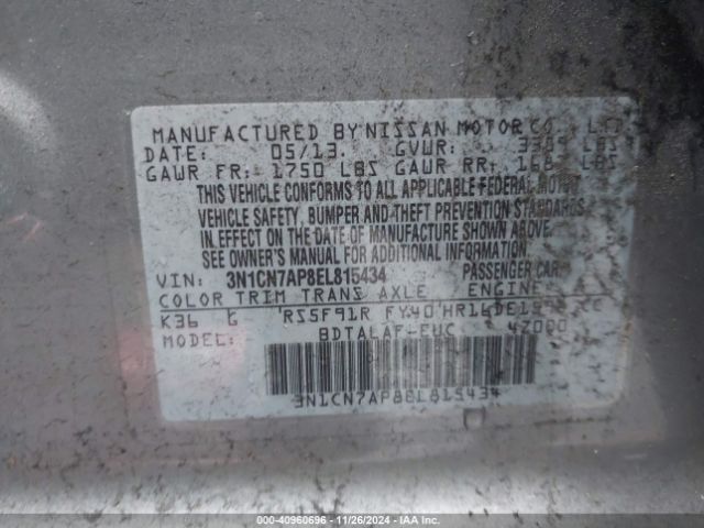 3N1CN7AP8EL815434 Nissan Versa 1.6 S