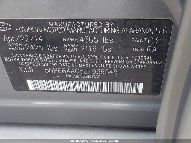 Hyundai SONATA GLS 2014 5NPEB4AC5EH936545 Image 9