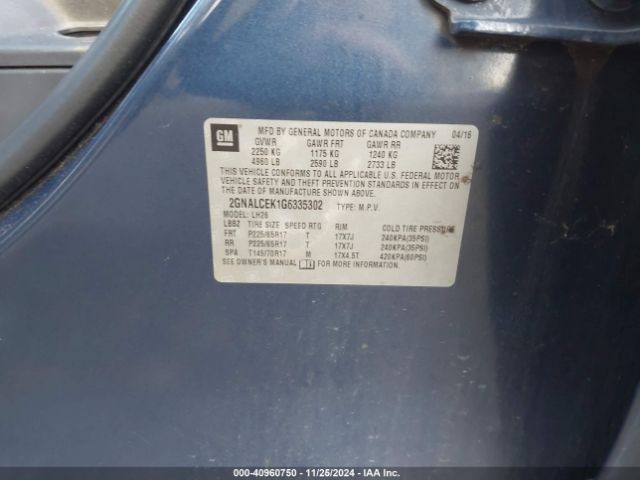 2GNALCEK1G6335302 Chevrolet EQUINOX LT