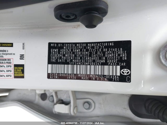 Toyota Corolla Se Nightshade Edition 2021 5YFS4MCE8MP080347 Image 9