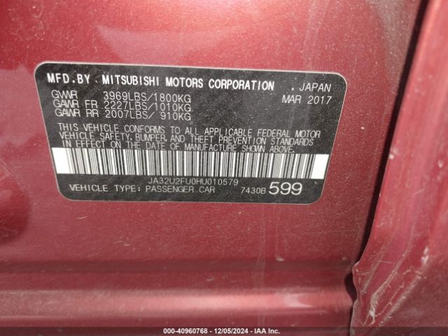 JA32U2FU0HU010579 Mitsubishi Lancer Es/le