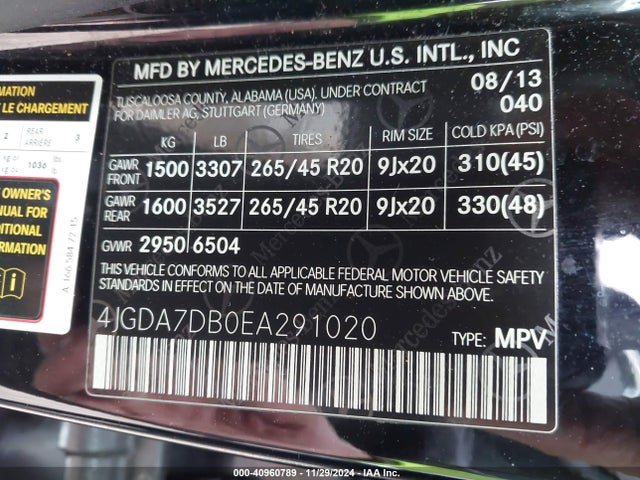 Mercedes-Benz Ml 550 4matic 2014 4JGDA7DB0EA291020 Image 9