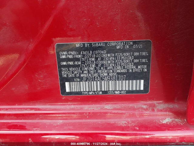 JF2GTAAC5M9381707 Subaru Crosstrek