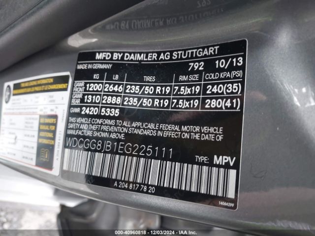 WDCGG8JB1EG225111 Mercedes-Benz Glk 350 4matic