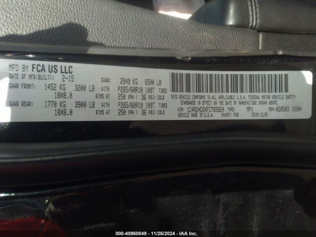 1C4RDHDGXFC765824 Dodge DURANGO LIMITED