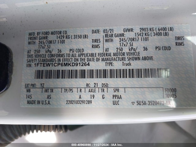 1FTEW1CP6MKD91264 Ford F-150 Xl