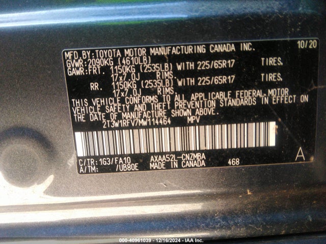 Toyota Rav4 Xle 2021 2T3W1RFV7MW114464 Image 9