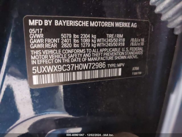 5UXWX9C37H0W72986 BMW X3 Xdrive28i