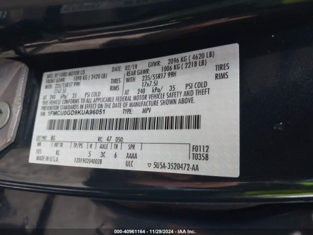 2019 FORD ESCAPE 1FMCU0GD9KUA96051 Photo 8