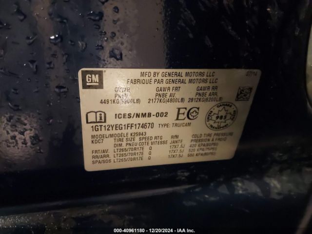 1GT12YEG1FF174670 GMC Sierra 2500hd Sle