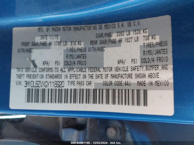 3MYDLBZVXGY118920 Scion IA