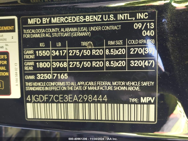 4JGDF7CE3EA298444 Mercedes-Benz Gl 450 4matic
