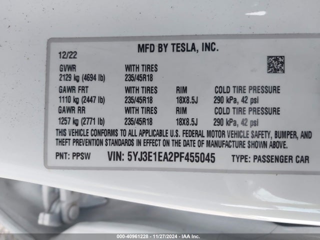 2023 TESLA MODEL 3 5YJ3E1EA2PF455045 Photo 8