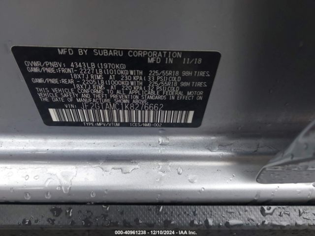 JF2GTAMC1K8276662 Subaru Crosstrek 2.0i Limited