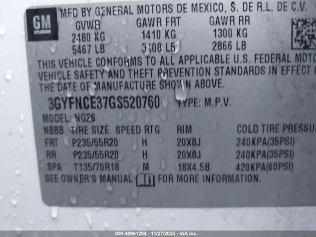 3GYFNCE37GS520760 Cadillac Srx Performance Collection