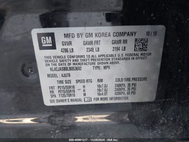 KL4CJASB8LB053692 Buick Encore Fwd Preferred
