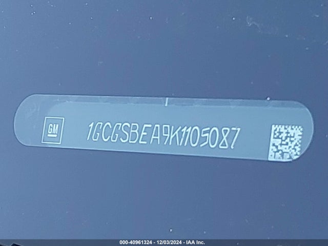 Chevrolet Colorado Wt 2019 1GCGSBEA9K1105087 Image 9