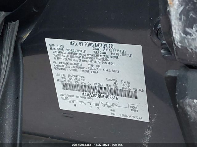 MAJ6S3KL0MC403516 Ford Ecosport Titanium