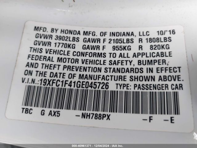 19XFC1F41GE045726 Honda Civic Ex-t