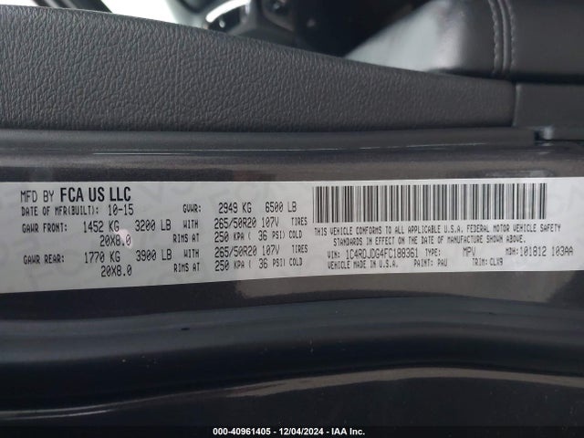 1C4RDJDG4FC188361 Dodge DURANGO LIMITED