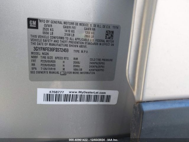3GYFNFE36FS572459 Cadillac Srx Performance Collection
