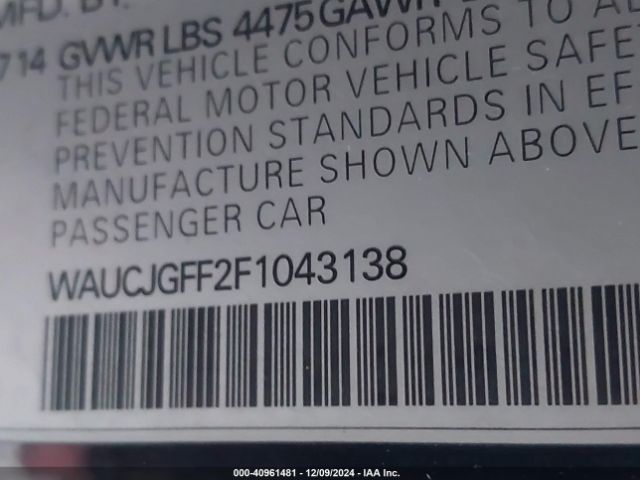 WAUCJGFF2F1043138 Audi A3 2.0 Tdi Premium