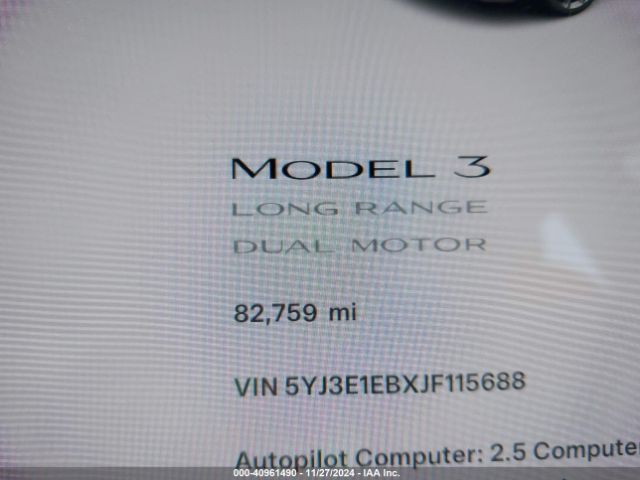 5YJ3E1EBXJF115688 Tesla Model 3 Long Range/performance