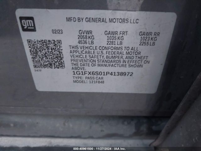 1G1FX6S01P4138972 Chevrolet Bolt Ev Fwd 2lt