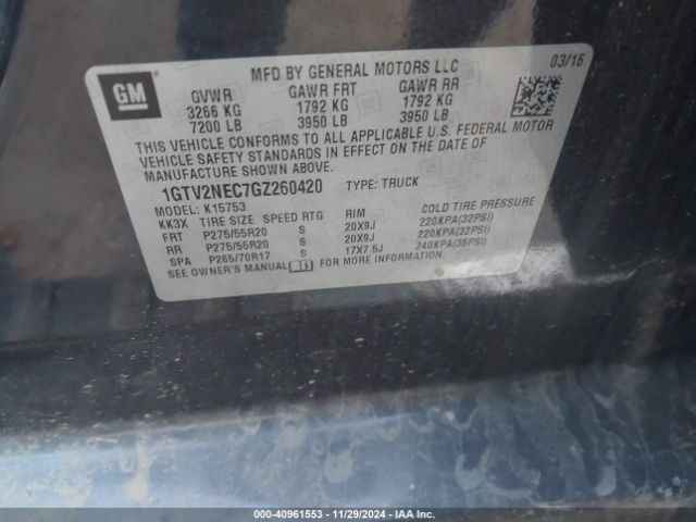 1GTV2NEC7GZ260420 GMC Sierra 1500 Slt