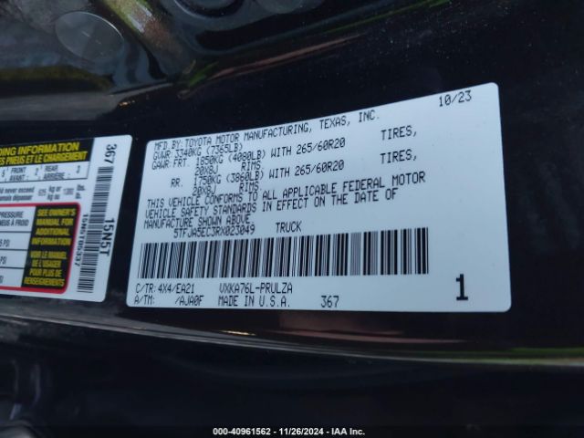 5TFJA5EC3RX023049 Toyota Tundra Limited