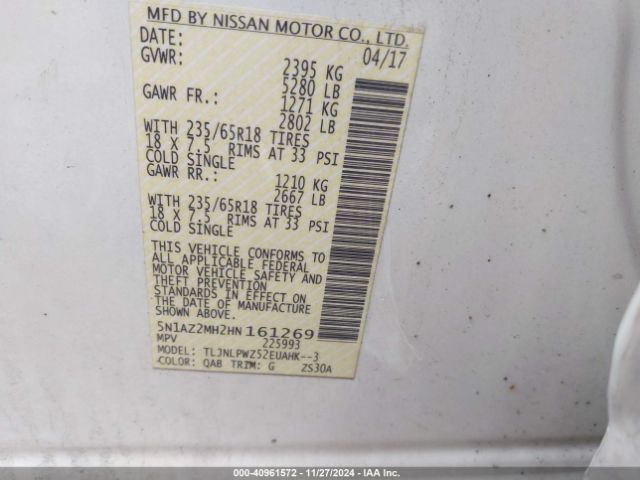 5N1AZ2MH2HN161269 Nissan MURANO S