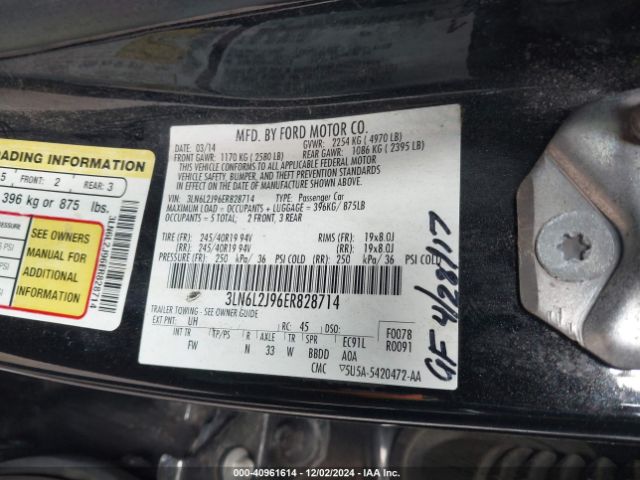 3LN6L2J96ER828714 Lincoln MKZ